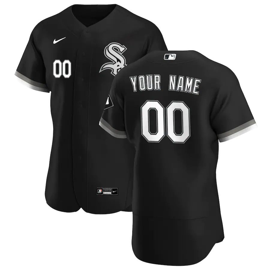 Mens Chicago White Sox Nike Black Alternate Authentic Custom MLB Jerseys